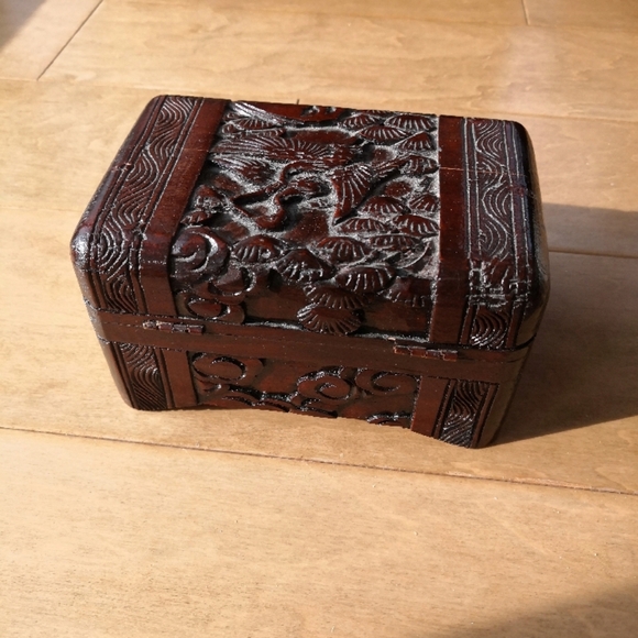 Vintage Carved Wooden Jewelry Box - Picture 2 of 12
